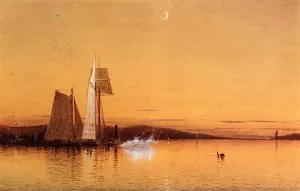 Dusk On The Hudson by Francis A. Silva - Oil Painting Reproduction