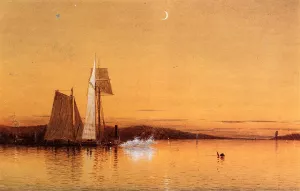 Dusk On The Hudson Oil painting by Francis A. Silva