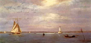 Robin's Reef Lighthouse off Tomkinsville, New York Harbor by Francis A. Silva - Oil Painting Reproduction