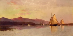 The Hudson River Looking Toward the Catskills by Francis A. Silva Oil Painting