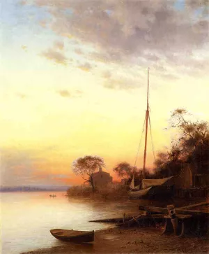 Twilight Along the River by Francis A. Silva - Oil Painting Reproduction