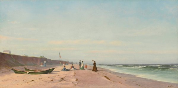 The Beach At Long Branch, New Jersey  by Francis Augustus Silva - Hand-Painted Oil Painting Reproduction