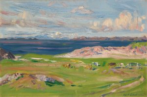 Island Of Rum From Iona by Francis Campbell Boileau Cadell Oil Painting