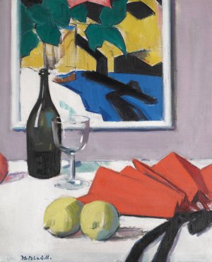 The Red Fan by Francis Campbell Boileau Cadell Oil Painting