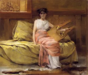 Lady with a Lyre by Francis Coates Jones Oil Painting