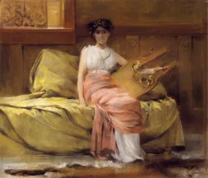 Lady with a Lyre Oil painting by Francis Coates Jones