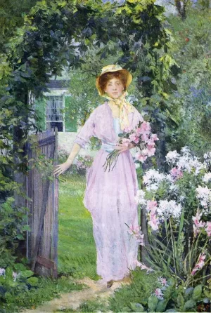Young Woman in the Garden by Francis Coates Jones - Oil Painting Reproduction
