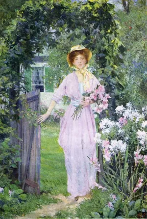 Young Woman in the Garden Oil painting by Francis Coates Jones