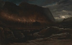 A Mountain Chieftain's Funeral by Francis Danby Oil Painting