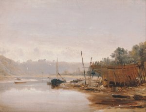 Boat Building near Dinan, Brittany by Francis Danby Oil Painting