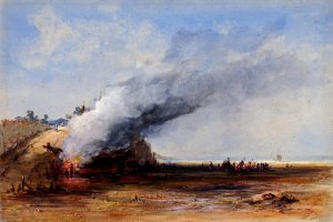 Burning of an Old Boat by Francis Danby Oil Painting