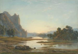 Sunset over a River Landscape by Francis Danby Oil Painting