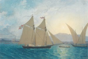 The Launch of 'La Sorciere' on the Lake of Geneva by Francis Danby Oil Painting