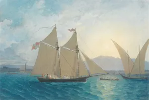 The Launch of 'La Sorciere' on the Lake of Geneva by Francis Danby Oil Painting
