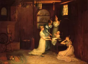 Playing with Baby by Francis Davis Millet - Oil Painting Reproduction