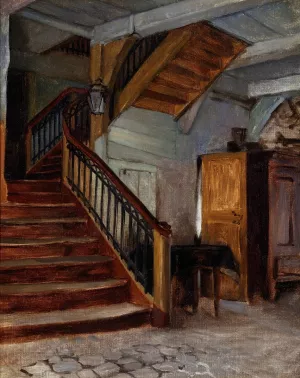 Room Interior with Winding Staircase by Francis Davis Millet Oil Painting