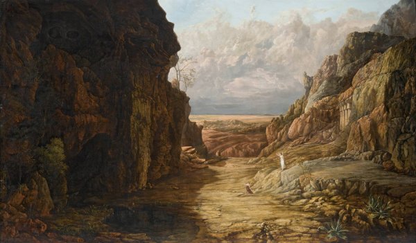 Hagar And Ishmael In A Distant Rocky Landscape by Francis Gold - Hand-Painted Oil Painting Reproduction