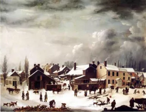 Winter Scene in Brooklyn by Francis Guy - Oil Painting Reproduction