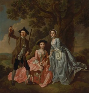 George Rogers and His Wife, Margaret, and His Sister, Margaret Rogers by Francis Hayman Oil Painting