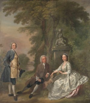 Jonathan Tyers, with His Daughter Elizabeth, and Her Husband John Wood by Francis Hayman Oil Painting