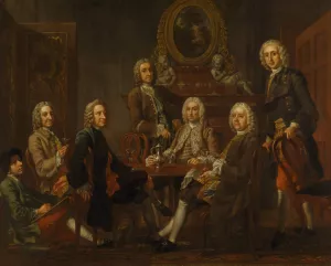 Portrait of a Group of Gentleman, with the Artist by Francis Hayman Portrait of a Group of Gentleman, with the Artist by Francis Hayman Oil Painting