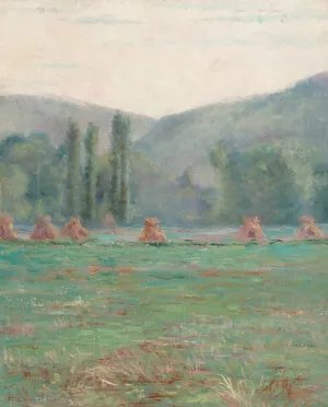 French Landscape with Haystacks by Francis Henry Richardson Oil Painting