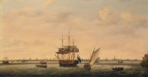The Frigate 'Surprise' at Anchor off Great Yarmouth, Norfolk by Francis Holman Oil Painting