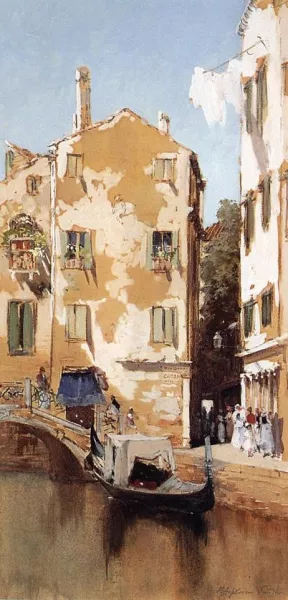 Canal Scene, Venice by Francis Hopkinson Smith - Oil Painting Reproduction