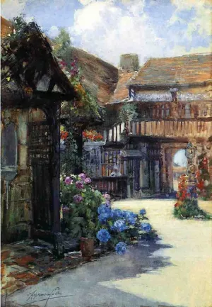 Courtyard Scene, Inn of William the Conquueror by Francis Hopkinson Smith - Oil Painting Reproduction