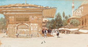 Middle Eastern Scene Outside a Mosque by Francis Hopkinson Smith Oil Painting
