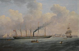 The S.S. Great Britain Off Liverpool Flying The Atlantic Flag by Francis Hustwick Oil Painting