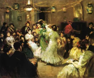 A Family Party, Triana, Sevilla Oil painting by Francis Luis Mora