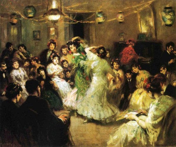 A Family Party, Triana, Sevilla by Francis Luis Mora - Hand-Painted Oil Painting Reproduction