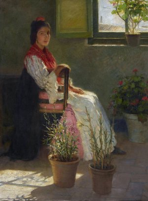 Gypsy and Sunlight by Francis Luis Mora Oil Painting