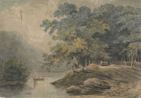 River Scene  by Francis Nicholson - Hand-Painted Oil Painting Reproduction