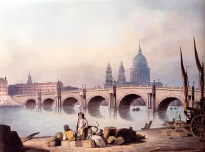 View Of Blackfriars Bridge With With St. Paul's Cathedral Beyond painting by Francis Nicholson