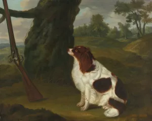 A Spaniel And A Flintlock Shotgun In A Landscape by Francis Sartorius Oil Painting