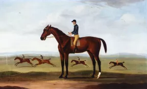 Bay Melton with Jockey Up, Bay Melton Beating King Herod, Turf and Ascham in a Sweepstake Race Beyond by Francis Sartorius Oil Painting