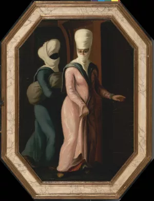 A Turkish Lady Going with her Slave to the Bath by Francis Smith Oil Painting