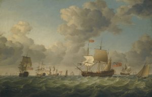 British Men-Of-War Of The Red Squadron In A Stiff Breeze by Francis Swaine Oil Painting