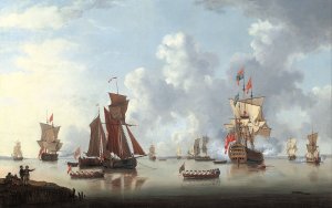The Landing of the Sailor Prince at Spithead by Francis Swaine Oil Painting