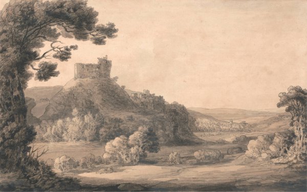 Oakhampton Castle  by Francis Towne - Hand-Painted Oil Painting Reproduction