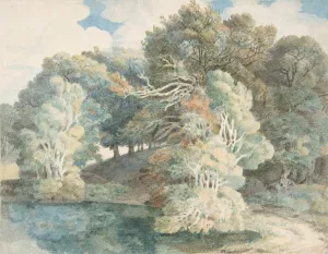Trees by the Lake, Peamore Park, near Exeter, Devon by Francis Towne Oil Painting