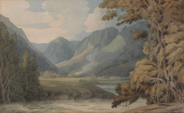 Main Product Photo of View in Borrowdale of Eagle Crag and Rosthwaite Painting by Francis Towne