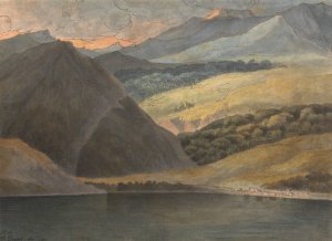 View on Lake Maggiore at Evening by Francis Towne Oil Painting