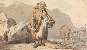An Old Fisherwoman with Two Women Digging for Bait by Francis Wheatley Oil Painting