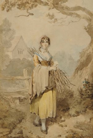 Girl Gathering Firewood by Francis Wheatley Oil Painting