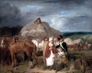 Soldier With Country Women Selling Ribbons, Near A Military Camp by Francis Wheatley Oil Painting
