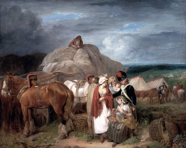 Soldier With Country Women Selling Ribbons, Near A Military Camp by Francis Wheatley - Hand-Painted Oil Painting Reproduction