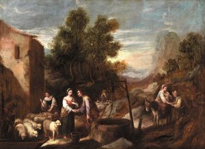 Jacob and Rachel by Francisco Antolinez Y Sarabia Oil Painting